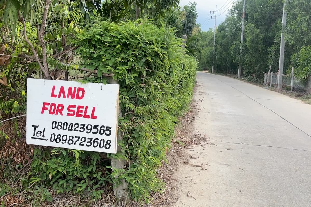 Land for sale signage in Thailand